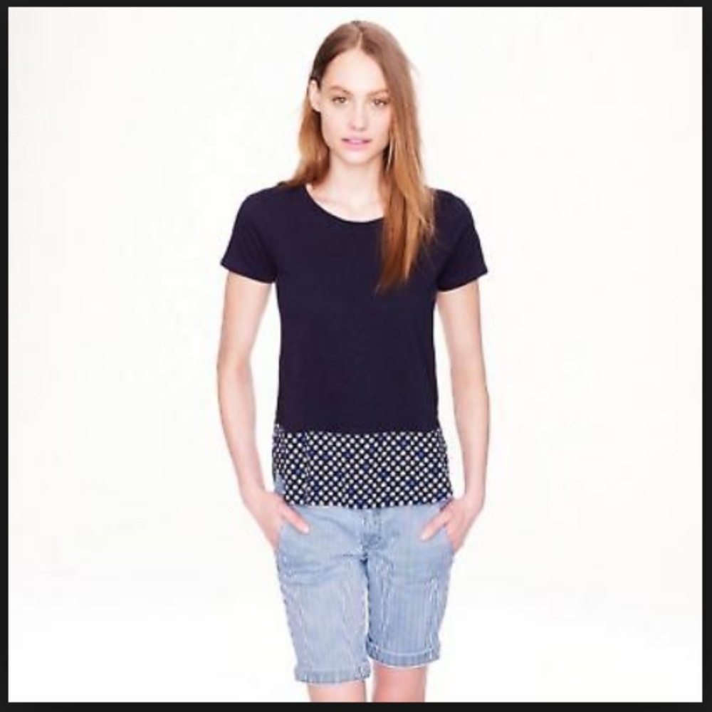 J. Crew Vintage Cotton Silk Back Block Print Tee S